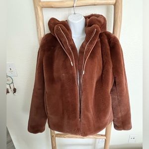 Rachel Zoe zip up fur jacket